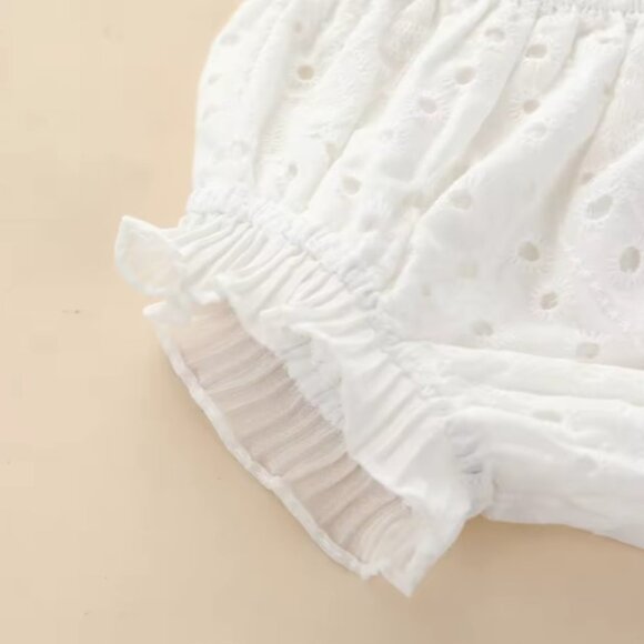 Set of long-sleeved dress and matching bloomers baby outfit in white - Picture 4 of 6